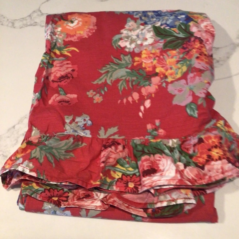 Rare Ralph Lauren Southampton Beach House Floral Queen Flat sheet Ruffle trim